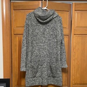 Women's Gray Sweater Dress with Cowl Neck